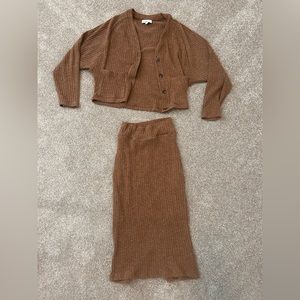 fitted skirt with matching cardigan